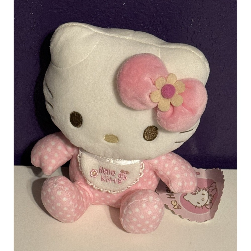 Sanrio Hello Kitty Plush Rattle Baby Lovey Polka Dot Nakajima Germany 2010 Rare